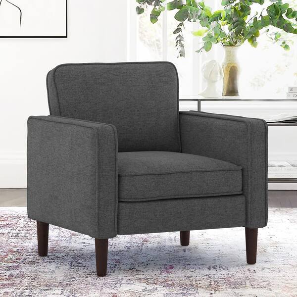 LUE BONA 25.6'' Wide Mid Century Modern Faux Leather Accent Side Chair