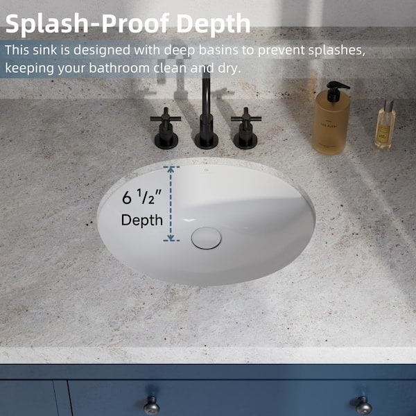 Los Flexi 20. in Undermount Oval Bathroom Sink with Overflow