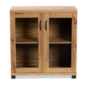 Zentra Oak Brown and Black Storage Cabinet