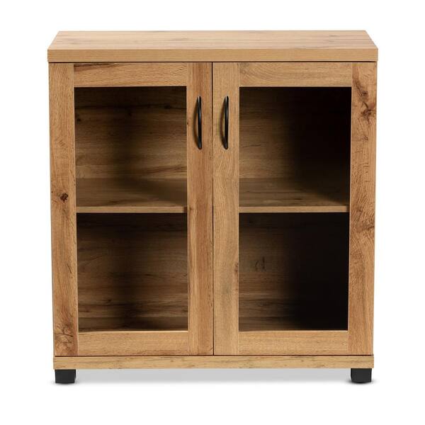Baxton Studio Zentra Oak Brown and Black Storage Cabinet