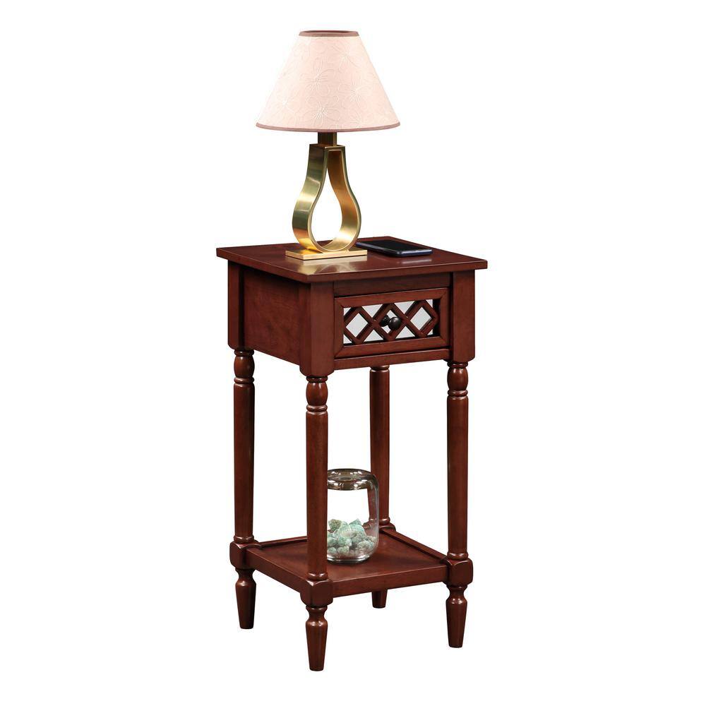 Mahogany Pine Wood and Metal Accent Table with Storage