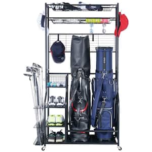 160 lbs. Weight Capacity 2 Golf Bags Sport Storage Stand Golfing Equipment Accessories Storage Rack Organizer