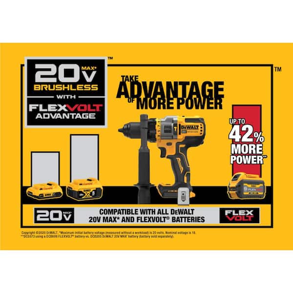 20V MAX Cordless Brushless 1/2 in. Hammer Drill/Driver with FLEXVOLT ADVANTAGE and (1) FLEXVOLT 6.0Ah Battery