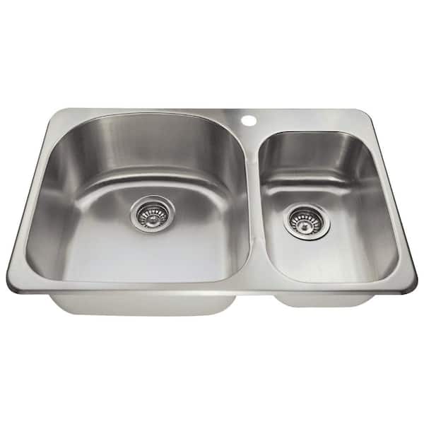 MR Direct Drop-in Stainless Steel 32 in. 1-Hole Double Bowl Kitchen Sink