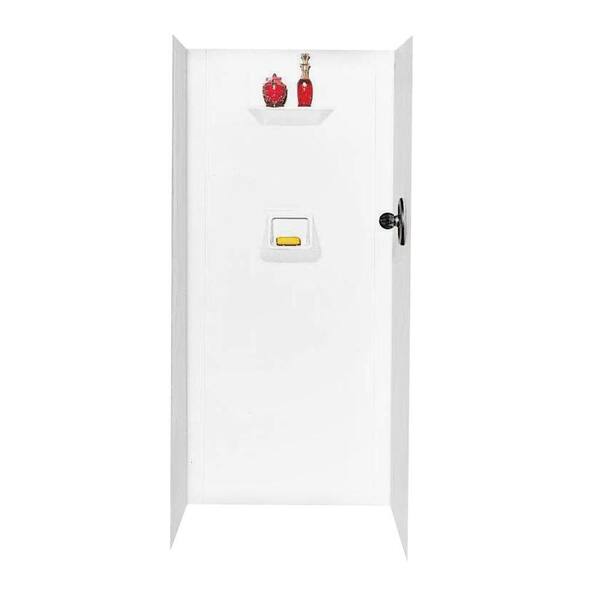 Swan 32 in. x 32 in. x 70 in. 3-Piece Easy Up Adhesive Alcove Shower Surround in White