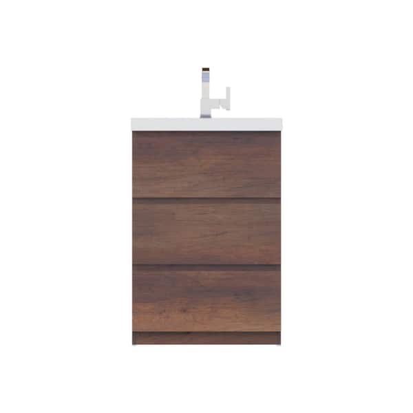 Alya Bath Paterno 24 in. W x 19 in. D Bath Vanity in Rosewood with Acrylic Vanity Top in White with White Basin