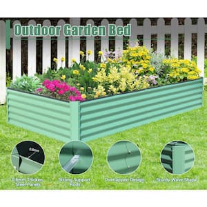 8 ft. x 4 ft. x 1.5 ft. Green Galvanized Steel Rectangular Outdoor Raised Garden Bed