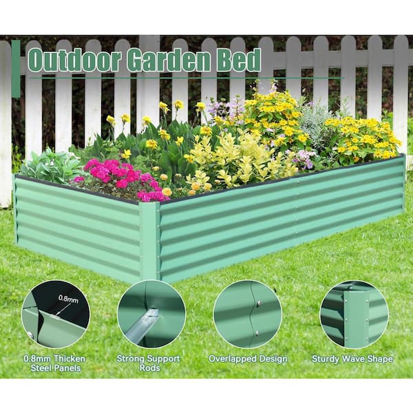 8 ft. x 4 ft. x 1.5 ft. Green Galvanized Steel Rectangular Outdoor Raised Garden Bed