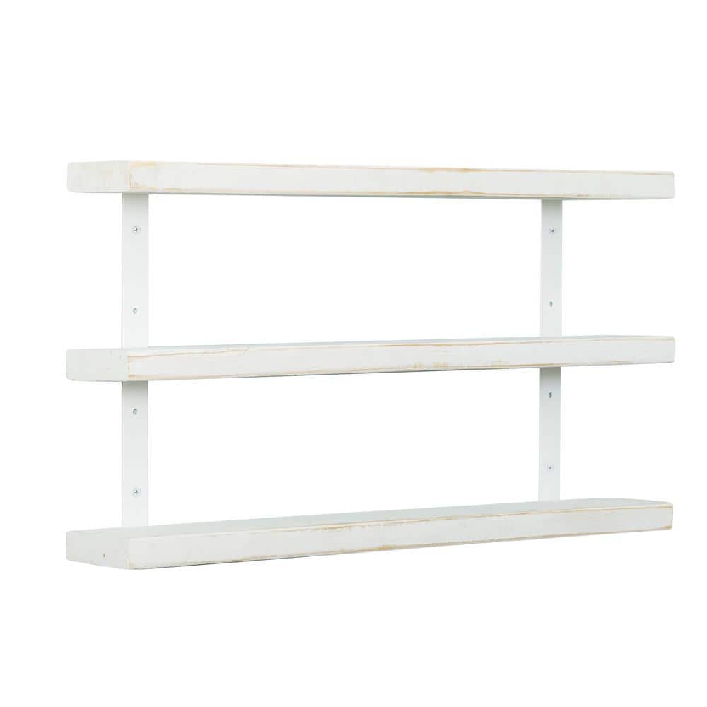 Del Hutson Designs 36 in. White Grace Chic 3Tier Floating Shelf DHD3910wh The Home Depot