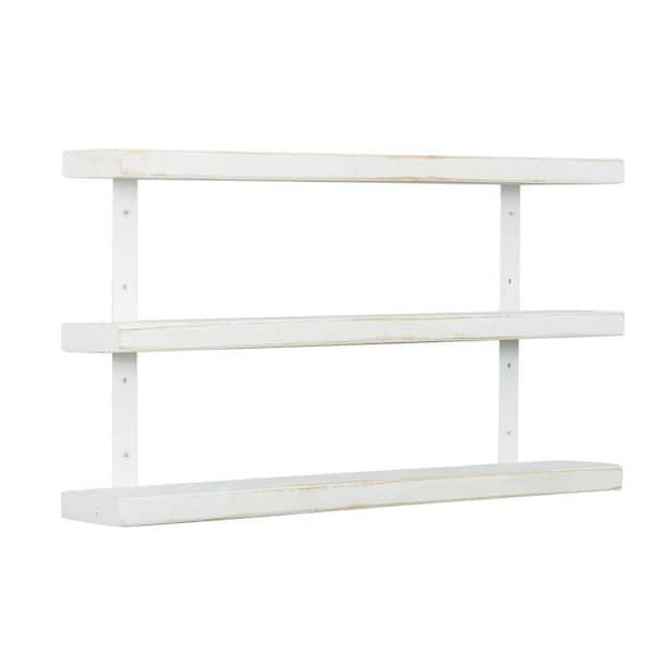 Del Hutson Designs 36 in. White Grace Chic 3-Tier Floating Shelf