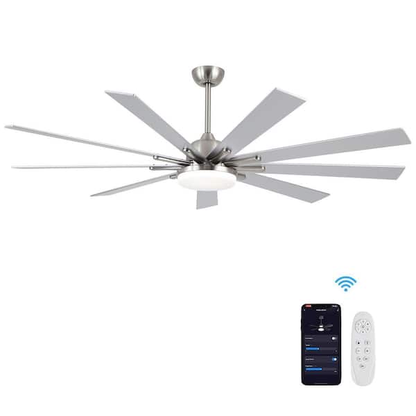 Zeus 72 in. Smart Indoor Sliver Ceiling Fan with Dual-Finish Blades and Remote Control
