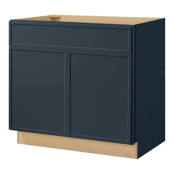 Leyton 36 in. W x 24 in. D x 34.5 in. H Ready to Assemble Plywood Slim Shaker Base Kitchen Cabinet in Ink Blue