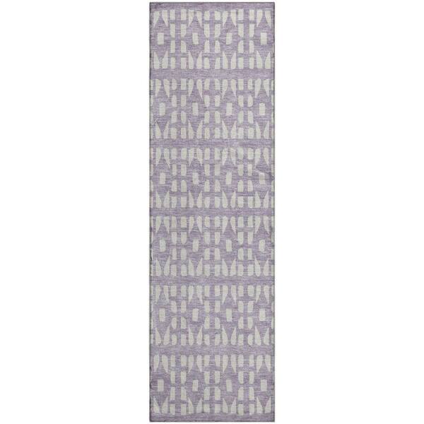 Mayfield Premium Machine Washable Abstract AMF963 Lavender 2 ft. 3 in. x 7 ft. 6 in. Runner Rug