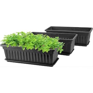 Rectangle Planters for Indoor Plant, 3-Pack Long Outdoor Plastic Flower Boxes Vegetable Growing Pots 16.9 in. x 7.48 in.