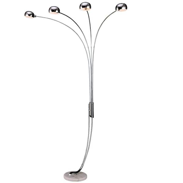 ORE International 88 in. Stainless Steel High Silver 4 Arch Floor Lamp