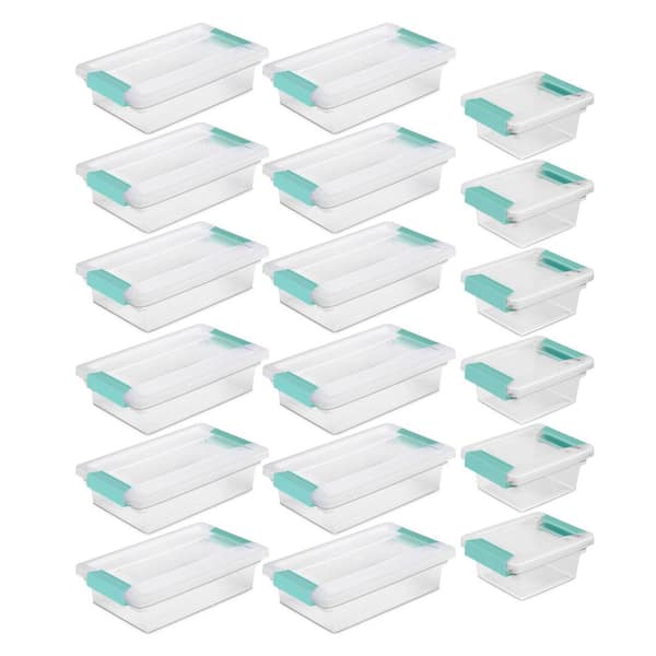 Sterilite 6 Qt. Mini Clip Plastic Storage Boxes (6 Pack) & Clip Box Totes (12 Pack)