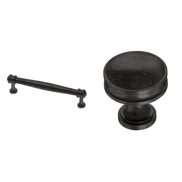 Charmaine Venetian Bronze Cabinet Pull (5-1/16 in.) and Knob (1-1/8 in.) Combo