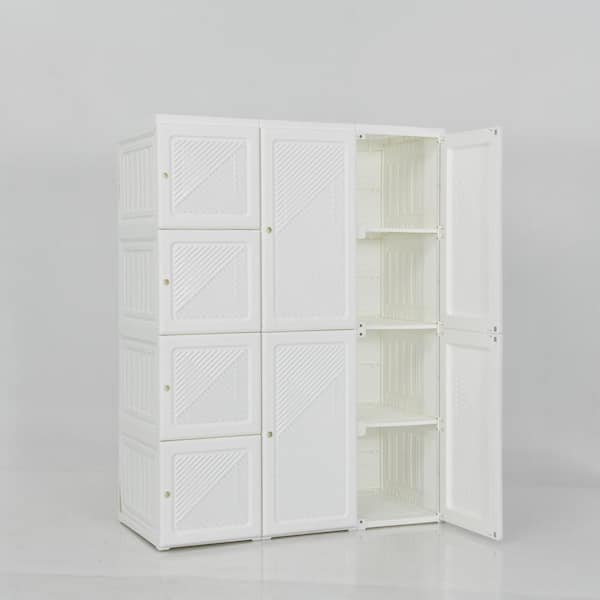 53.5 in. H x 40.9 in. W x 19.7 in. D White Plastic Portable Closet Clothes with 12 Cubby Storage