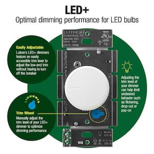 Dalia LED+ Illuminated Rotary Light Dimmer Switch, 150W LED Bulbs/Single-Pole or 3-Way, Black (RCL-153PNLH-BL)