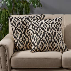 Allport Black and White Geometric Cotton 18 in. x 18 in. Throw Pillow (Set of 2)