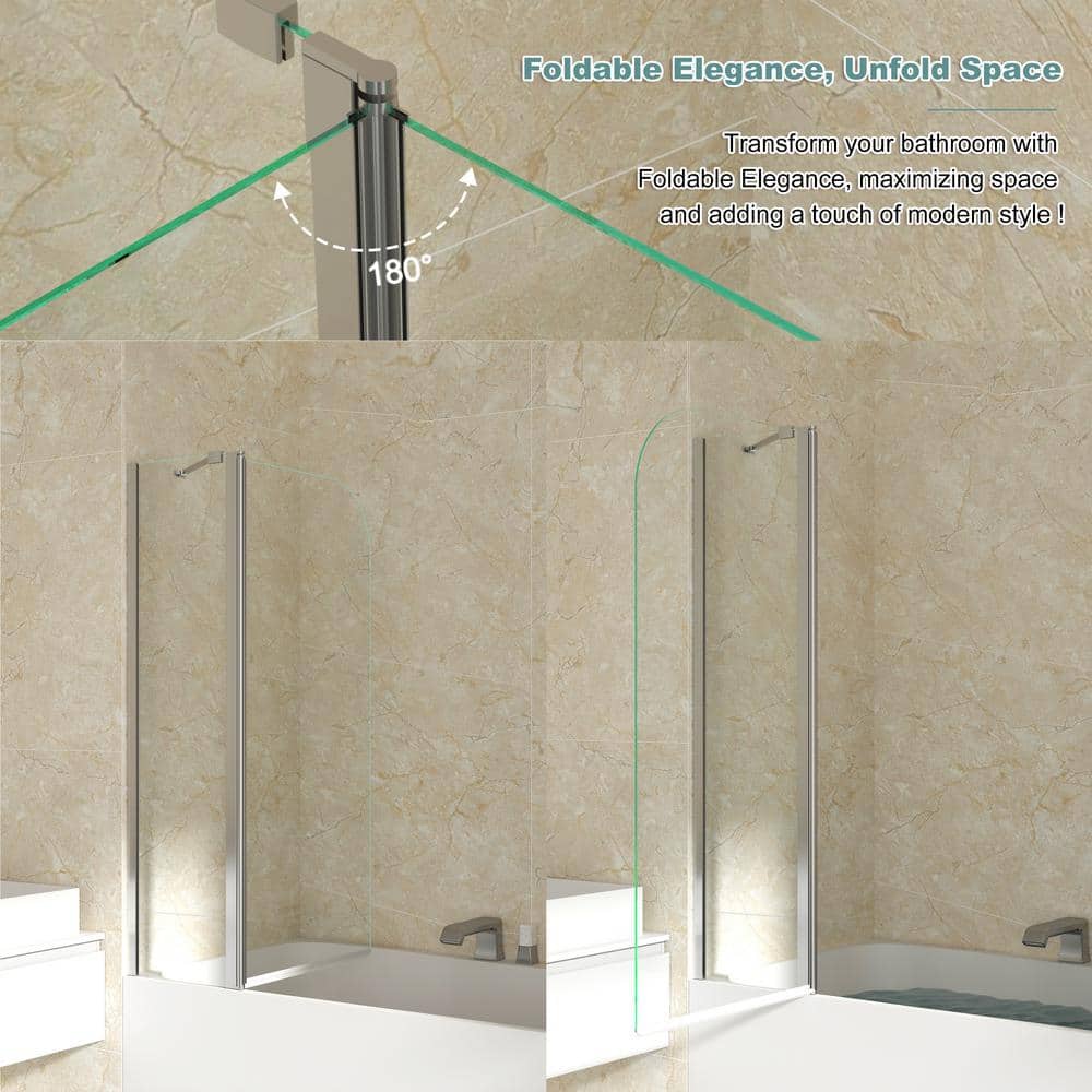 Matte Black Frameless Tub Door with Clear Tempered Glass