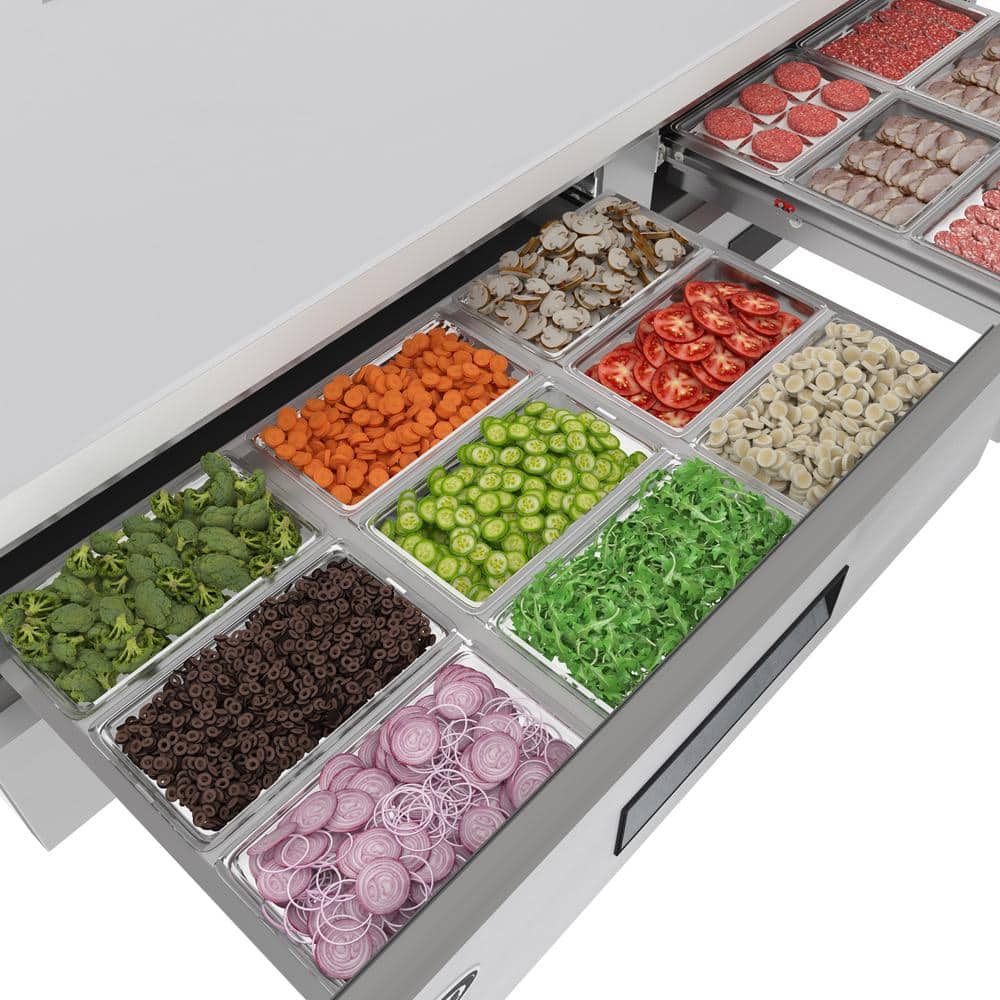 84" Stainless Steel Commercial Chef Base Refrigerator with Smart Features