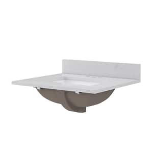 25 in. W x 22 in. D x .75 in. H Engineered Quartz White Rectangular Single Sink Bath Vanity Top in Carrara White
