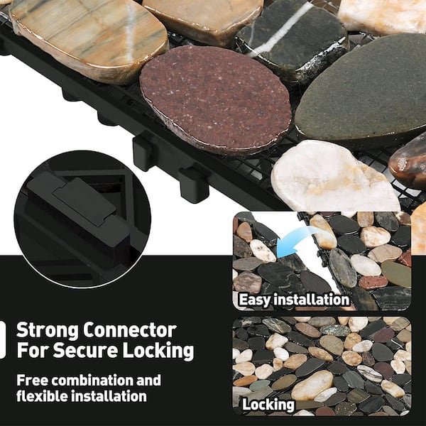 1 ft. x 1 ft. Natural Real Stone Interlocking Indoor Outdoor Floor Deck Tiles in Polished Sliced Mixed Color(4 Per Case)