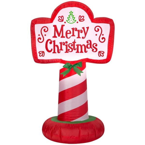 Unbranded 3 ft. Tall x 1.4 ft. W Christmas Inflatable Airblown-Outdoor Merry Christmas Sign