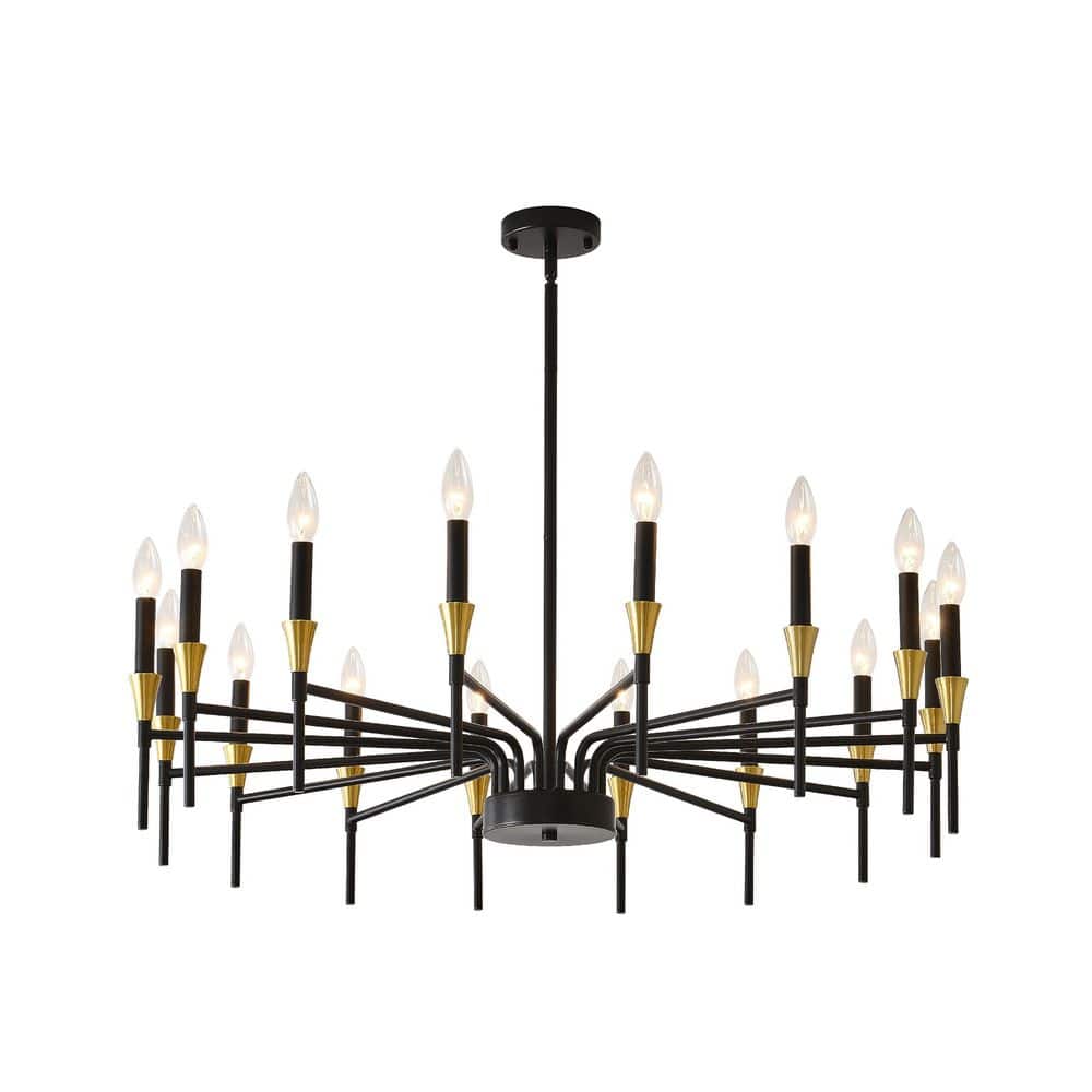 16-Lights Modern Farmhouse Chandelier, Black Gold Dining Room Light Fixture, Candle Chandeliers for Living Room price history on PriceWatchPro