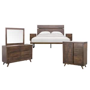 Pasco 6-Piece Distressed Cocoa King Bedroom Set