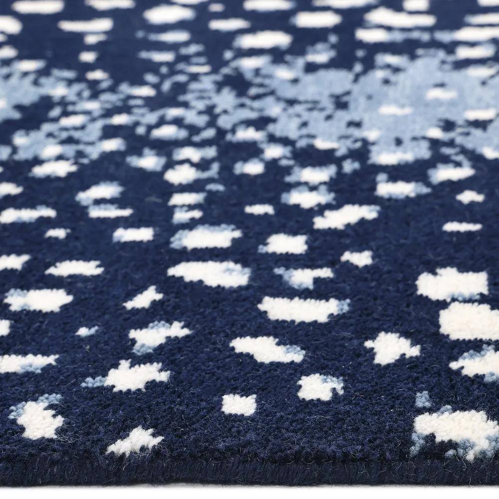 Plush Navy Wool 9' x 12' Hand-Knotted Rectangular Area Rug