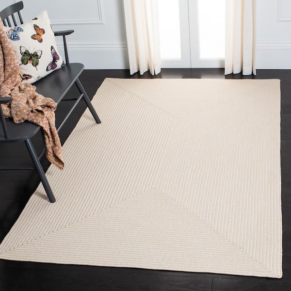 Braided Ivory/Beige 4 ft. x 6 ft. Solid Color Gradient Area Rug
