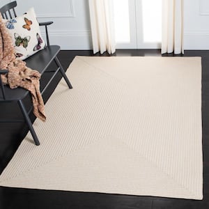 Braided Ivory/Beige 4 ft. x 4 ft. Solid Color Gradient Square Area Rug