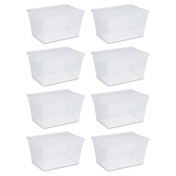 Sterilite Clear Plastic Storage Container Tote with Latching Lid, 8 Pack
