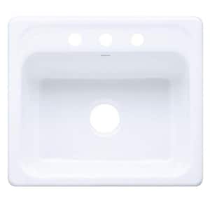 Mayfield Drop-in Cast-Iron 25 in. 3-Hole Single Bowl Kitchen Sink in White