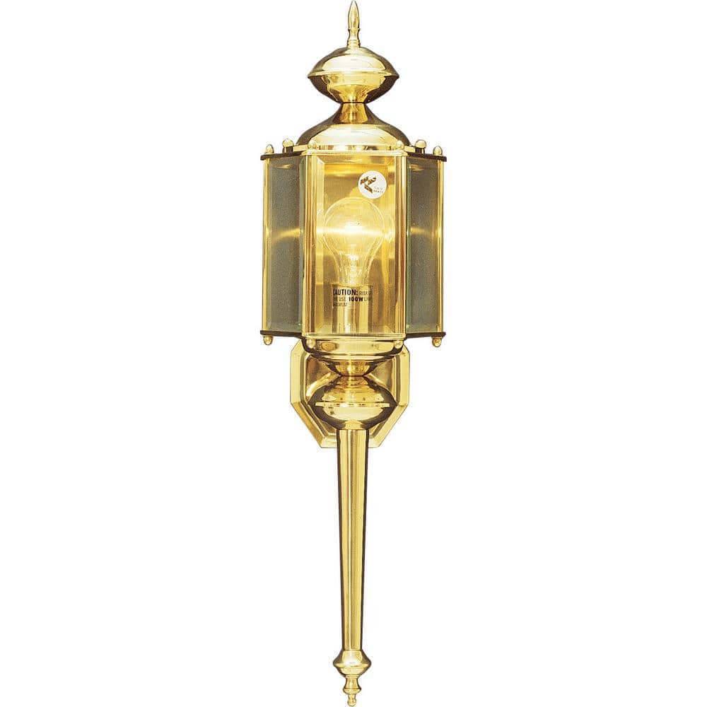 Mini 1-Light Polished Brass Indoor/Outdoor Lamp/Lantern/Coach Light Wall Mount Sconce with Clear Beveled Glass Panes price history on PriceWatchPro