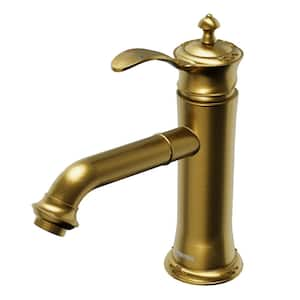 Vineyard Single-Handle Single-Hole Basin Bathroom Faucet with Matching Pop-Up Drain in Gold