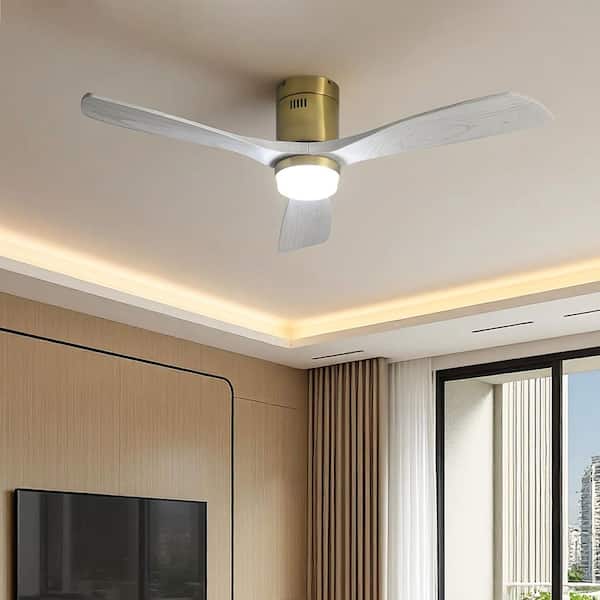 MODERN HABITAT 52 in. Integrated LED Indoor Flush Mount Grey Oak Standard Ceiling Fan with Dimmable Light and Remote DC Motor