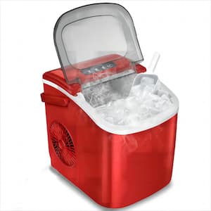 8.7 in. W 26 lbs. Bullet Ice Portable Counter Top Ice Maker in Red