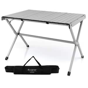 4-Person to 6-Person Portable Aluminum Camping Table Lightweight Roll Up Table Grey