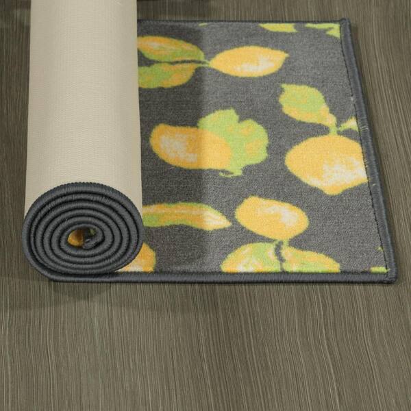 Ottomanson Lemon Collection Gray 1 Ft 8 In X 4 Ft 11 In Lemon Design Runner Rug Pnk6353 20x59 The Home Depot