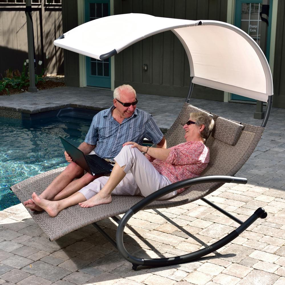 Sienna Steel Dual Seated Outdoor Chaise Rocker