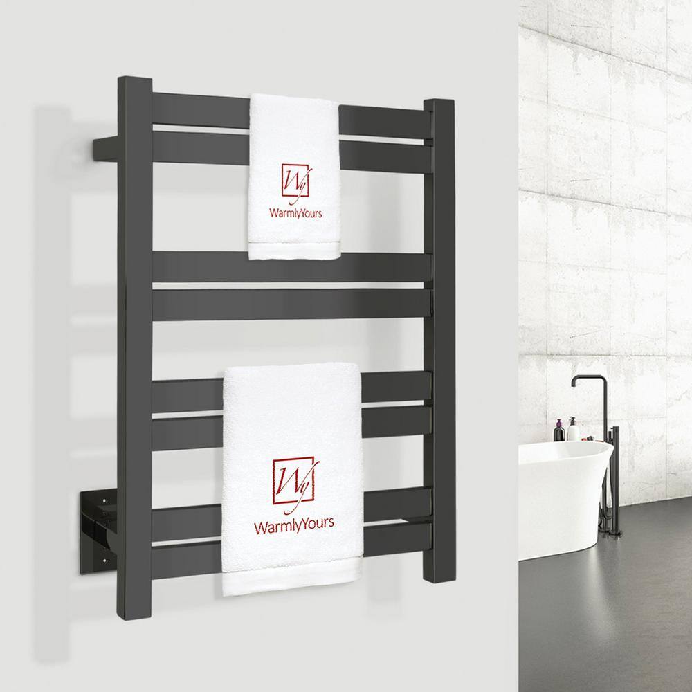 Maple 8-Bar Matte Black Stainless Steel Wall Mounted Towel Warmer