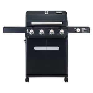 Mesa 4-Burner Propane Gas Grill in Black with Clear View Lid, Side Burner and LED Controls