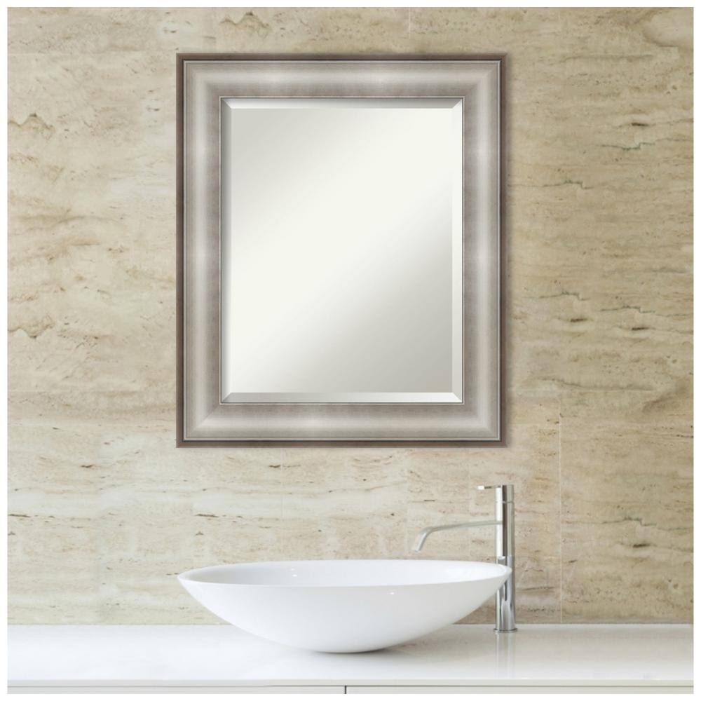 Imperial Silver Rectangular Beveled Bathroom Wall Mirror 21 x 25 in