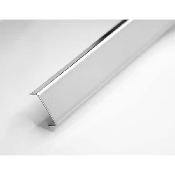 ACEROS SILVA LLC Mirrored Stainless Steel 0.98 in. W x 96 in. L Metal Tile Molding and Transition Trim (10 pieces/case)