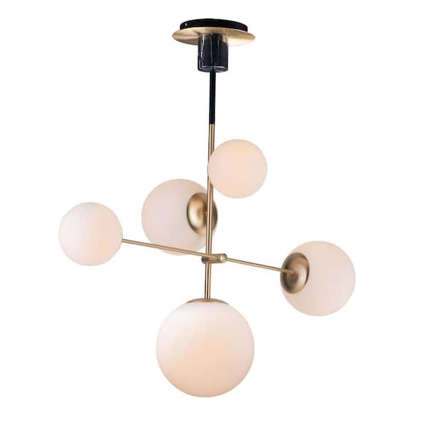 Vesper 5-Light Satin Brass/Black Pendant
