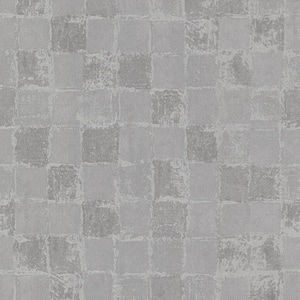 Varak Silver Checkerboard Non Woven Paper Non-Pasted Textured Wallpaper