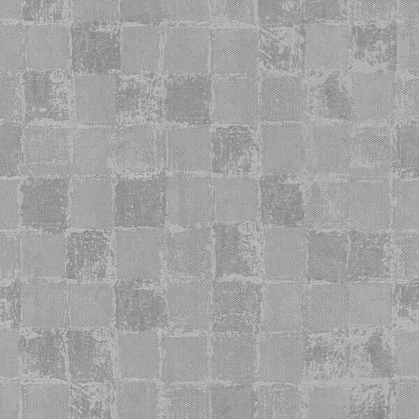 A-Street Prints Varak Silver Checkerboard Non Woven Paper Non-Pasted Textured Wallpaper